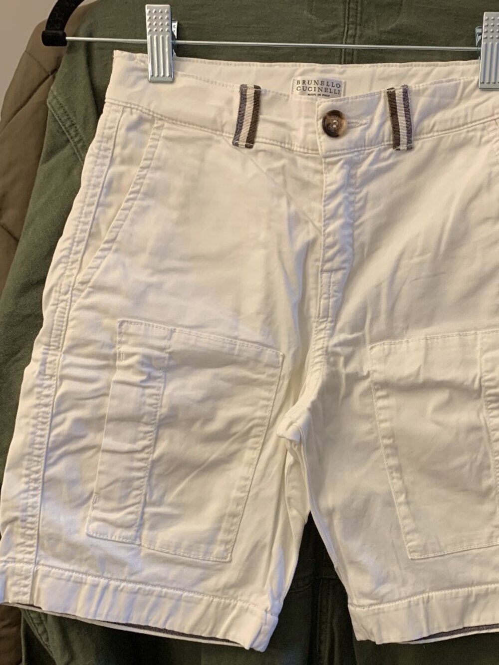 Brunello Cucinelli Boy's Lined Brocade Zip Pocket Cotton Shorts - 22"